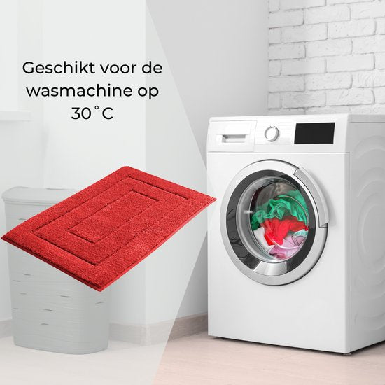 AKSA Home® Badmat 50x80 cm - Douchemat antislip - Badmat antislip - Badkamermat - Vloerkleed - Rood