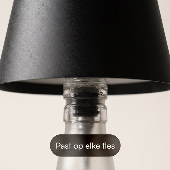 Fidali Flessenlamp - Oplaadbare LED Tafellamp USB-C - Dimbaar met touch bediening - Binnen & Buiten - Aluminium - Zwart - 2 Stuks
