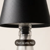 Fidali Flessenlamp - Oplaadbare LED Tafellamp USB-C - Dimbaar met touch bediening - Binnen & Buiten - Aluminium - Zwart - 2 Stuks