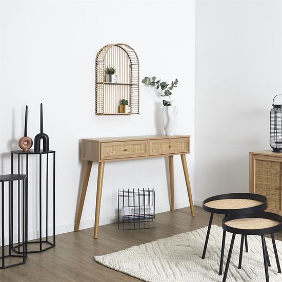 Side Table Bali met Rattan voorzijde 29x100x81 cm - Gangtafel - Bruin
