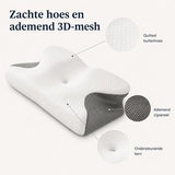 Memory Foam Hoofdkussen – Hoofdkussen voor Zijslapers & Rugslapers – Contourkussen – Ademende 3D Mesh Hoes – Wasbare Hoes – 66 x 35 cm