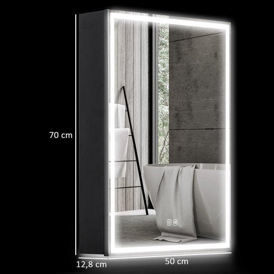 4goodz LED Spiegelkast Badkamer 50x70 cm Dimbaar Anti-condens Zwart