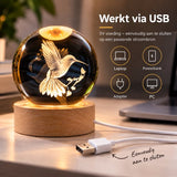 DMG Supply 3D Kristallen Bol Lamp - USB Oplaadbaar - LED Lamp - Nachtlamp - Tafellamp - Bureaulamp