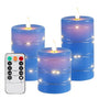 NovaWare LED Kaarsen met Bewegende Vlam - Set van 3 - Kaarsen op batterijen met afstandsbediening – Elektrische Kaarsen - Flikkerende vlam - Oplaadbaar - Timer en Dimfunctie - Blauw