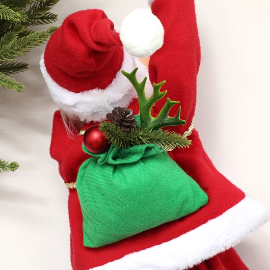 Zingende en Klimmende Kerstman met Touw - Geluidsfunctie - Binnengebruik
