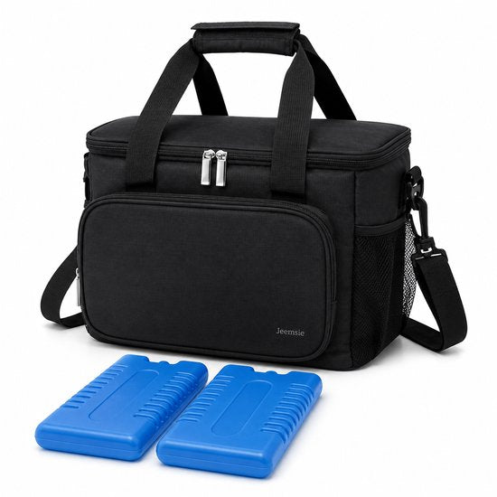 Koeltas met Koelelementen – 15L Lunchtas – Geïsoleerde Koeltas – Koeltas voor Werk, Picknick en Camping – Waterdicht – Zwart