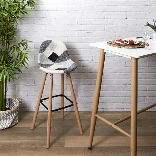 Home Deco Factory Lund Patchwork Barkruk - Grijs