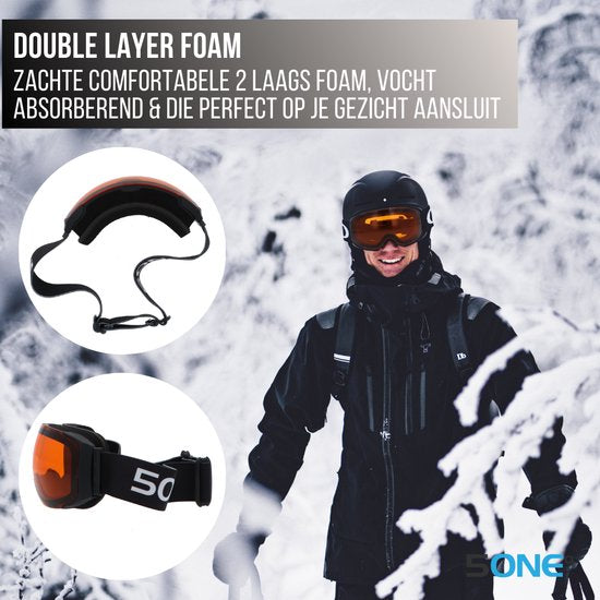 5one® Alpine 9 - Skibril met 2 Verwisselbare Lenzen - en Oranje