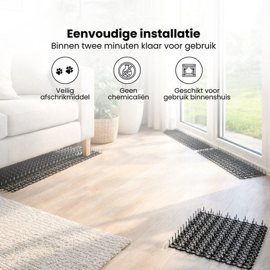 Kattenverjager Afweermatten Set - 12 Stuks inclusief Grondpinnen - 22 x 15,2 cm - Afweermiddel voor Katten - Antiklimstrips Katten - Kattenschrik - Kattenverjager