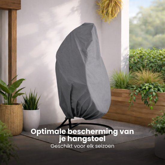 Beschermhoes Hangstoel Egg - Grijs - 190 x 115 cm - Waterproof - Universeel model - Hoes van Egg Chair - Waterdichte Beschermer voor Egg Stoel met Standaard