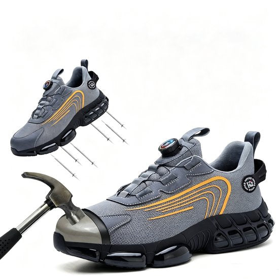 Veiligheidsschoenen Heren - Maat 43 - Stalen Neus & Anti-Perforatie Zool - Lichtgewicht & Ademend - Anti-Slip Werkschoenen met Draaisluiting - Grijs