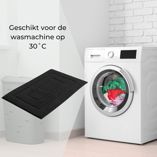 AKSA Home® Badmat 60x90 cm - Douchemat antislip - Badmat antislip - Badkamermat - Vloerkleed - Zwart