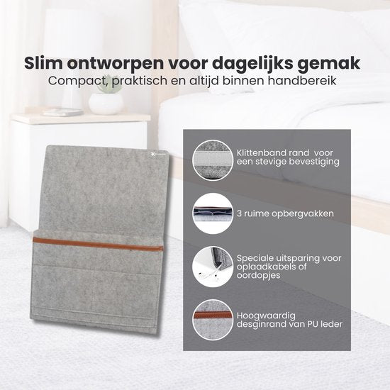 Bedside Pocket - Vilten Opbergzak voor Bed of Bank - Bedorganizer