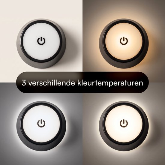 Fidali Flessenlamp - Oplaadbare LED Tafellamp USB-C - Dimbaar met touch bediening - Binnen & Buiten - Aluminium - Zwart - 2 Stuks