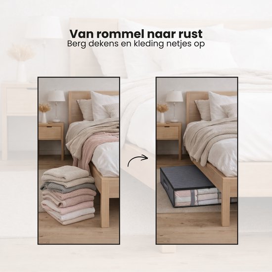 Onderbed opbergtas - 2 stuks - 60x45x15 cm - Kleding of Dekbed opbergen onder het Bed