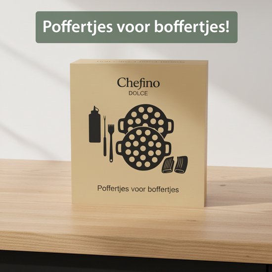 Chefino 2-delige gietijzeren poffertjespan set – 38 poffertjes tegelijk – inclusief doseerfles, vork, bakkwast en siliconen handgrepen – geschikt voor alle warmtebronnen (gas, inductie, oven, keramisch, elektrisch)