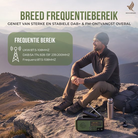 Noodradio Solar Opwindbaar - Powerbank Zonneenergie met - Noodpakket - Draagbare Radio