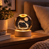 DMG Supply 3D Kristallen Bol Lamp - USB Oplaadbaar - LED Lamp - Nachtlamp - Tafellamp - Bureaulamp