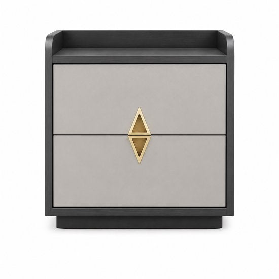 Modern nachtkastje met lade – Luxe nachtkast zwart-grijs – Nachtkastje 53 cm – Stijlvolle nachttafel voor slaapkamer