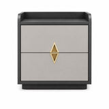 Modern nachtkastje met lade – Luxe nachtkast zwart-grijs – Nachtkastje 53 cm – Stijlvolle nachttafel voor slaapkamer