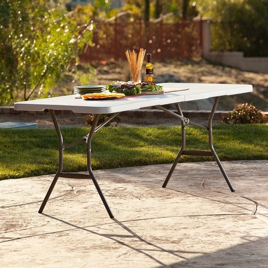 Lifetime® Kunststof tafel opvouwbaar campingtafel - Wit - 182x76x74cm