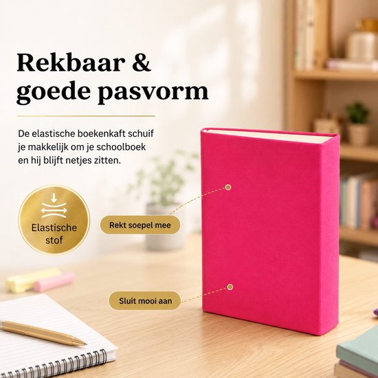 Rekbare Boekenkaft A4 - 5 Stuks - Roze - Voor Schoolboeken Met Harde Kaft - Tot 32 x 23 cm