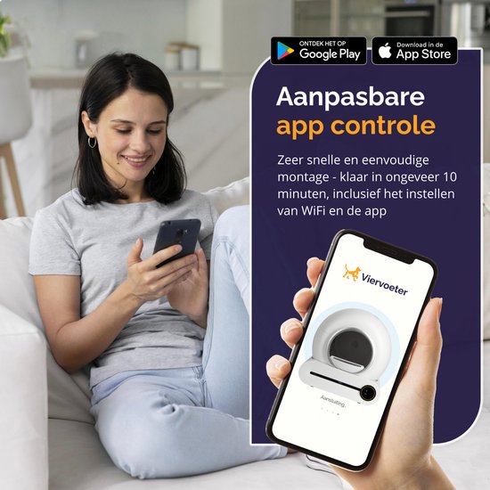 Viervoeter - Automatische Kattenbak - Zelfreinigend - incl Matje en 3 rollen Opvangzakjes