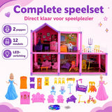 DMG Supply Groot Poppenhuis - Hoog - Meerdere Verdiepingen - Poppen - Meubels