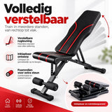 Verstelbare Fitnessbank – Opvouwbare Trainingsbank voor Thuis – Halterbank met Verstelbare Rugleuning – Incline & Flat Bench – Buikspierbank met Beenrollen – Zwart-Rood
