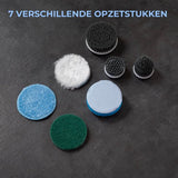 Lodgy® Elektrische Schoonmaakborstel - Schoonmaakborstel - Schrobber met Steel - Schrobmachine - Schrobborstel - Wasborstel met Telescopische Steel - 7 Opzetstukken