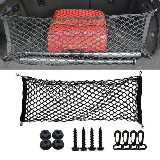 Bagagenet Auto – Kofferbaknet 110x60 cm – Elastisch Opslagnet met Bevestigingsmateriaal – Universeel Laadruimte Organizer – Anti-Slip Bagage Houder
