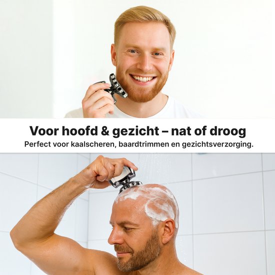 Carewat Glad Pro met extra scheerkop – 7-in-1 elektrisch scheerapparaat voor mannen – hoofd & baard scheren – nat & droog gebruik – waterdicht, draadloos en met LED display