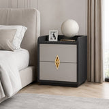 Modern nachtkastje met lade – Luxe nachtkast zwart-grijs – Nachtkastje 53 cm – Stijlvolle nachttafel voor slaapkamer