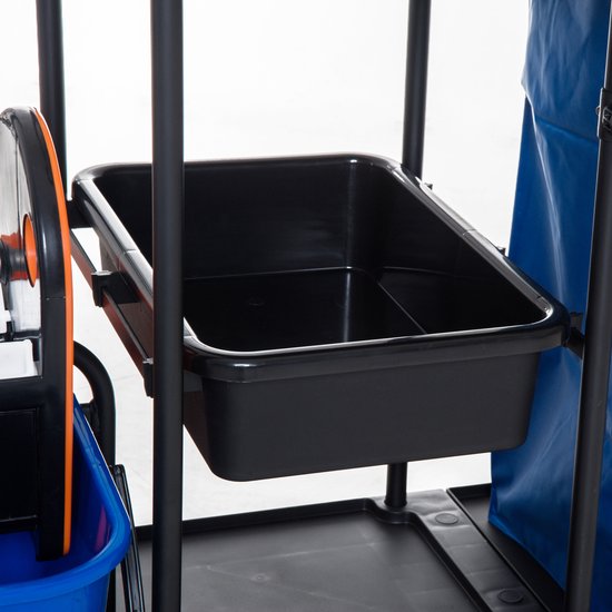 Schoonmaakkar Schoonmaakwagen met wringer en 2 emmers op 4 wielen
