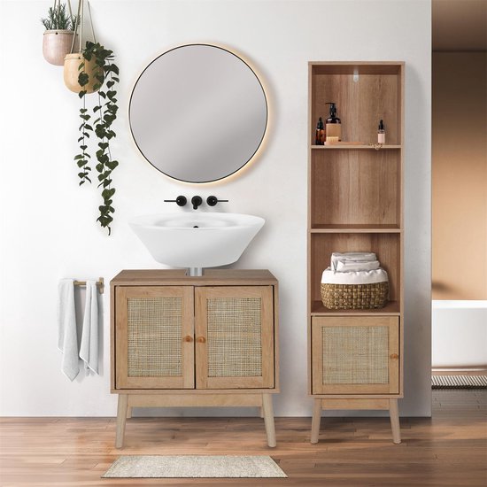 Wastafelonderkast Bali met Uitsparing - 30x60x70 cm - Wastafelmeubel Bruin