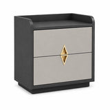 Modern nachtkastje met lade – Luxe nachtkast zwart-grijs – Nachtkastje 53 cm – Stijlvolle nachttafel voor slaapkamer