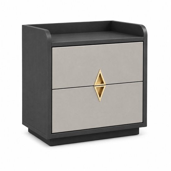 Modern nachtkastje met lade – Luxe nachtkast zwart-grijs – Nachtkastje 53 cm – Stijlvolle nachttafel voor slaapkamer