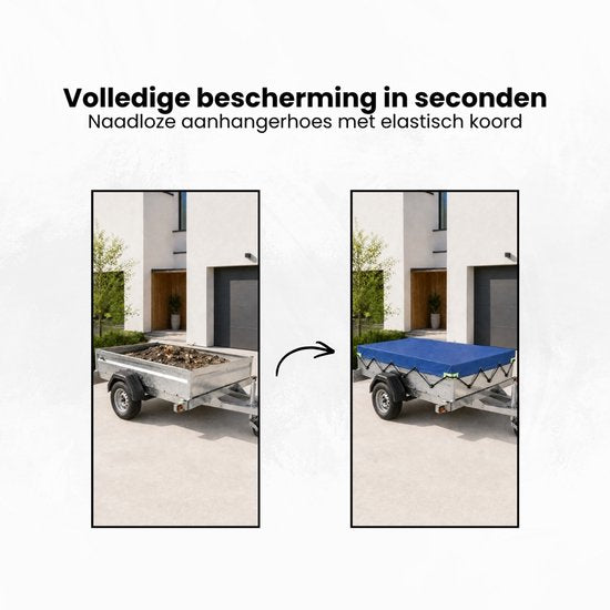 Aanhangwagen Afdekhoes - 258 x 138 x 5 cm - Blauw - Aanhangerzeil met Elastisch Koord - Waterafstotend - Aanhangwagnet