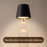 Fidali Flessenlamp - Oplaadbare LED Tafellamp USB-C - Dimbaar met touch bediening - Binnen & Buiten - Aluminium - Zwart - 2 Stuks