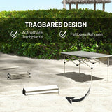 Opvouwbare Campingtafel met Oprolbaar Tafelblad van Aluminium - 95 x 55 cm - Khaki