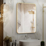 Badkamerspiegel - Goud - 71 x 50 cm - Wandspiegel - Rechthoekige Spiegel met Frame van Aluminiumlegering - Spiegel voor Slaapkamer, Woonkamer en Badkamer