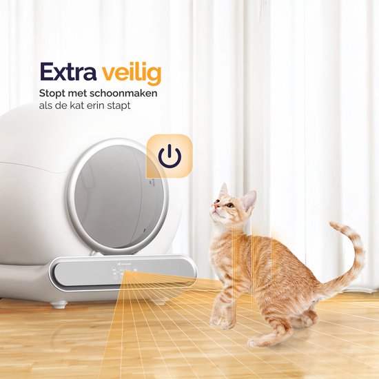 - Automatische Kattenbak - Bedienen via App - 65L - incl matje en 3 rollen opvangzakjes