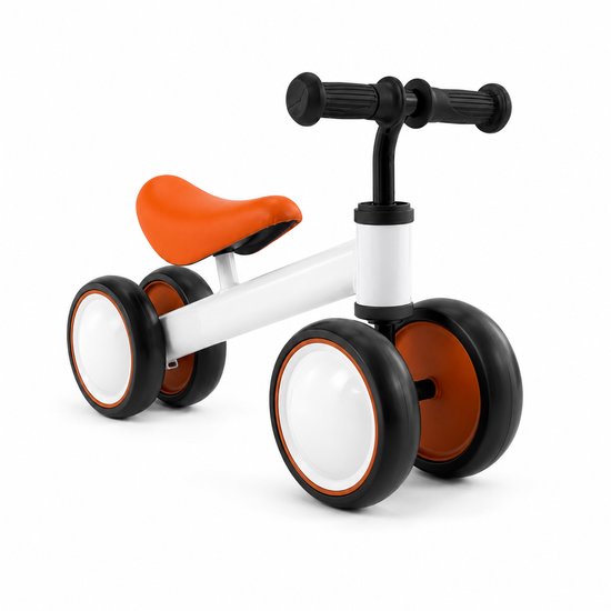 Jeemsie Loopfiets 1 Jaar – Baby Loopfiets 12 tot 36 Maanden – Vierwiel Loopfiets – Eerste Fiets voor Peuters – Binnen & Buiten – Oranje-Wit