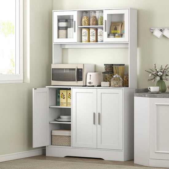 Keukenkast Scandinavisch Design met Glazen Deuren - Wit