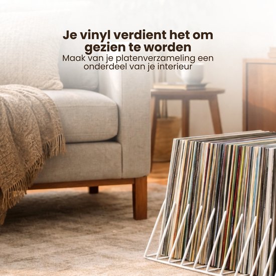 LP Opbergsysteem - Wit - Elpee Opbergrek - Platenrek van Metaal - Opbergrek LP - Vinyl OpbergSysteem - 50 tot 60 Platen - Bordenstandaard - Boekenstandaard