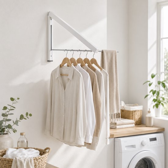 Kledingrek Inklapbaar - Creme wit - Ruimtebesparende Kledinghanger - Kapstop Inklapbaar - Inklapbare Kapstokken - Droogrek voor kleding - Kledingorganizer
