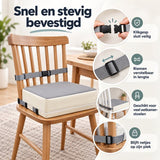 Stoelverhoger Kind – Zitverhoger voor Eetkamerstoel – 32 x 32 x 8 cm – Booster Seat met Verstelbare Riemen – Afneembare Hoes – Zitkussen voor aan Tafel