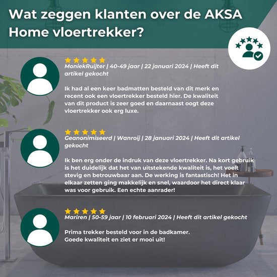 AKSA Home® Vloertrekker - Douchewisser - Trekker Douche - RVS Vloerwisser - met Steel - Zilver
