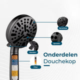 AKSA Home® Douchekop met Slang - Douchekop met Filter - 10 sproeistanden - Regendouche met Hoge Druk - Zwart