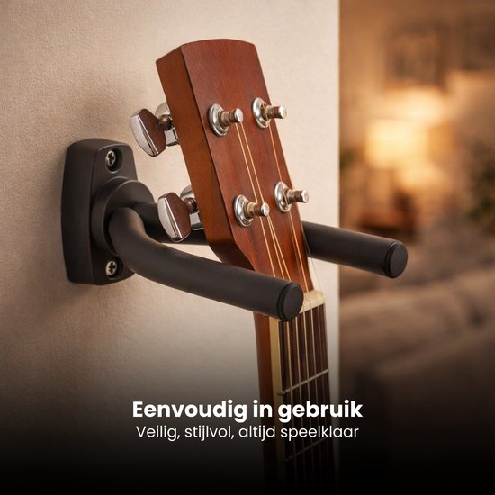 Gitaar Muurbeugel Set van 4 – Gitaarhouder Wand – Verstelbare Gitaarsteun – Universele Gitaar Wandhouder met Zachte Beschermlaag – Geschikt voor Akoestische & Elektrische Gitaar